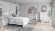 Altyra White LED Bookcase Upholstered Panel Bedroom Set - Gate FurnitureBedroom Set