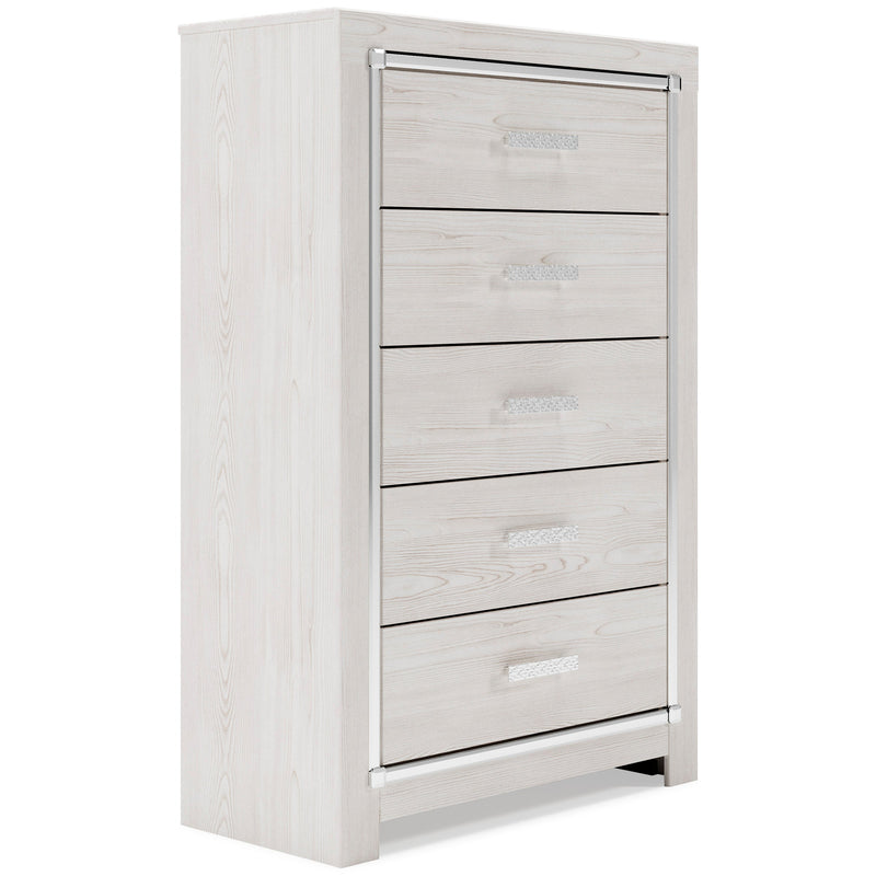 Altyra White LED Upholstered Footboard Storage Platform Bedroom Set - Gate FurnitureBedroom Set