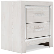 Altyra White LED Upholstered Footboard Storage Platform Bedroom Set - Gate FurnitureBedroom Set