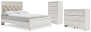 Altyra White Queen Panel Bed, Dresser and Chest - B2640B73