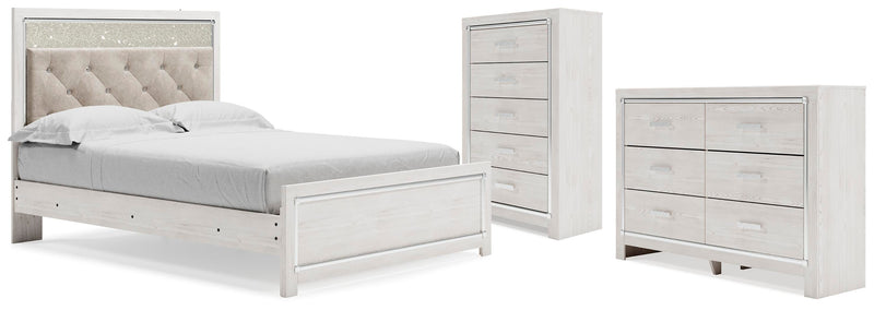 Altyra White Queen Panel Bed, Dresser and Chest - B2640B73