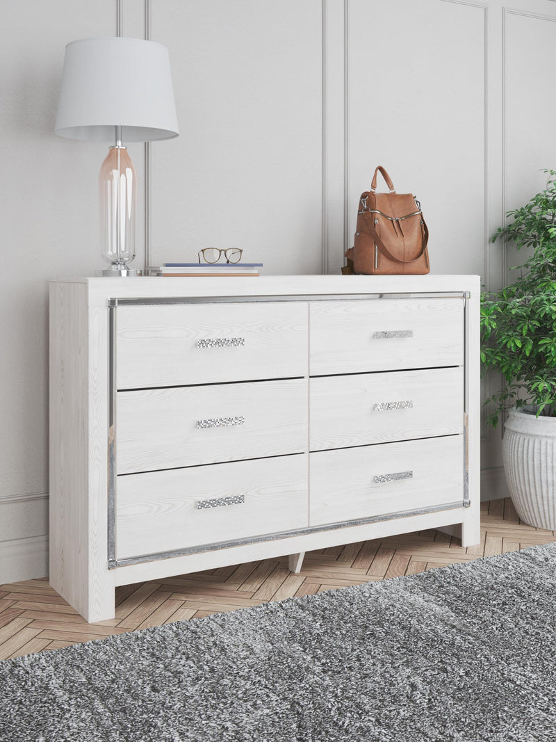 Altyra White Queen Panel Bed, Dresser and Chest - B2640B73