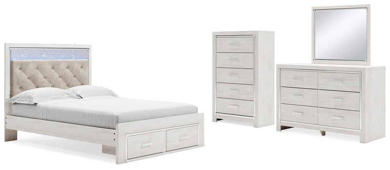 Altyra White Queen Panel Storage Bed, Dresser, Mirror and Chest - B2640B52