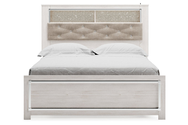 Altyra White Queen Platform Bookcase Bed - Gate FurnitureQueen Bed