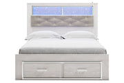 Altyra White Queen Upholstered Panel Bookcase Bed with Storage - Gate FurnitureQueen Bed