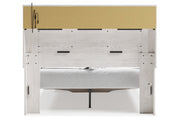 Altyra White Queen Upholstered Panel Bookcase Bed with Storage - Gate FurnitureQueen Bed