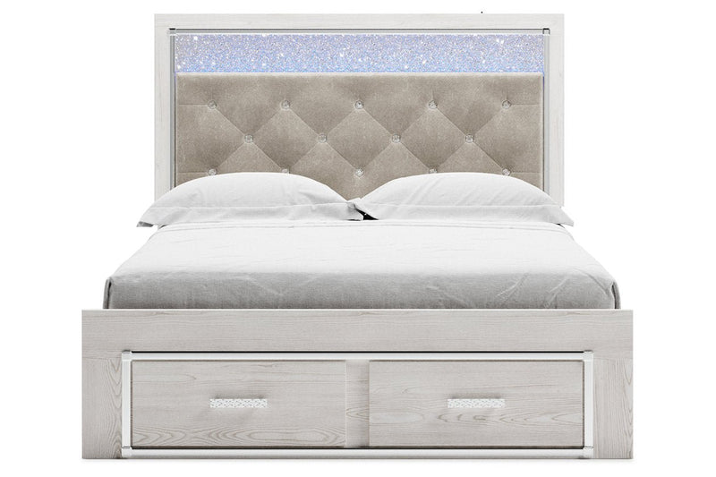 Altyra White Queen Upholstered Storage Bed - Gate FurnitureQueen Bed