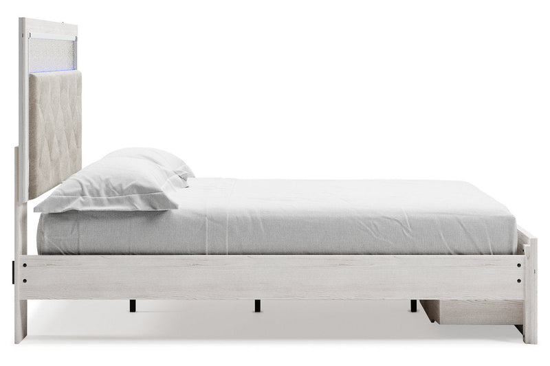 Altyra White Queen Upholstered Storage Platform Bed - Gate FurnitureQueen Bed