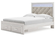 Altyra White Queen Upholstered Storage Platform Bed - Gate FurnitureQueen Bed