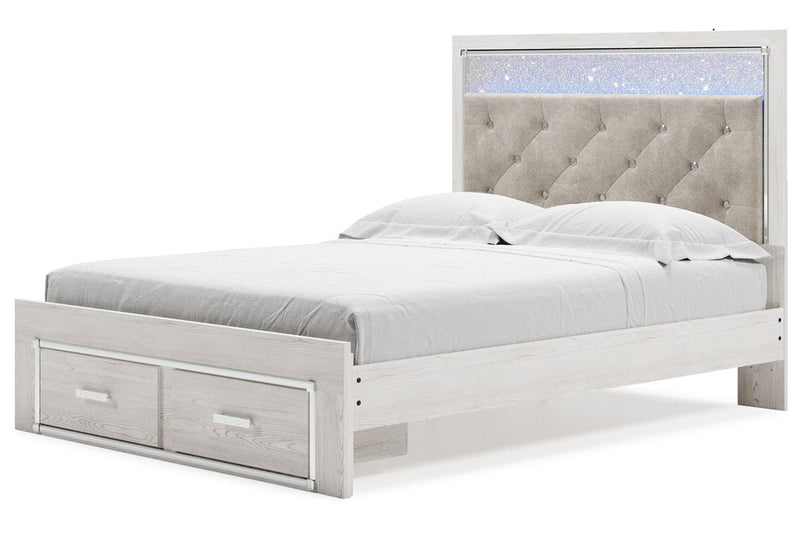 Altyra White Queen Upholstered Storage Platform Bed - Gate FurnitureQueen Bed