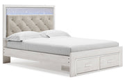 Altyra White Queen Upholstered Storage Platform Bed - Gate FurnitureQueen Bed