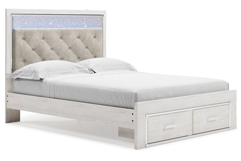 Altyra White Queen Upholstered Storage Platform Bed - Gate FurnitureQueen Bed