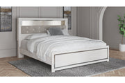 Altyra White Upholstered Bookcase LED King Panel Bed - Gate FurnitureKing Bed
