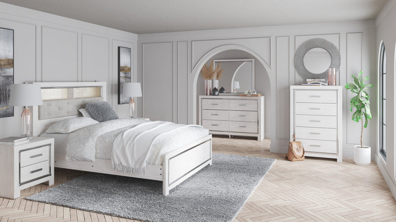 Altyra White Upholstered Bookcase LED Panel Bedroom Set - Gate FurnitureBedroom Set