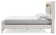 Altyra White Upholstered Bookcase LED Queen Panel Bed - Gate FurnitureQueen Bed