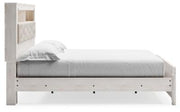 Altyra White Upholstered Bookcase LED Queen Panel Bed - Gate FurnitureQueen Bed