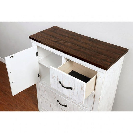 Alyson Distressed White/Walnut Chest - CM7962C