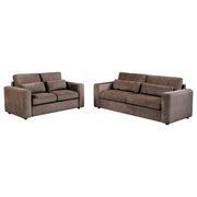 Amador 2-piece Chenille Upholstered Track Arm Sofa Set Chocolate - 511234-S2