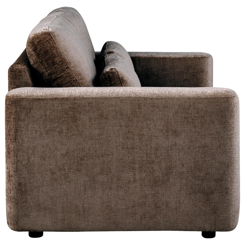 Amador Chenille Upholstered Track Arm Loveseat Chocolate - 511235