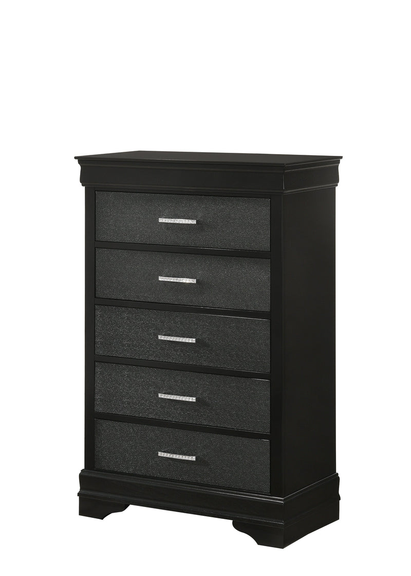 Amalia Black Upholstered Panel Bedroom Set - Gate FurnitureBedroom Set