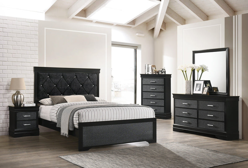 Amalia Black Upholstered Panel Bedroom Set - Gate FurnitureBedroom Set