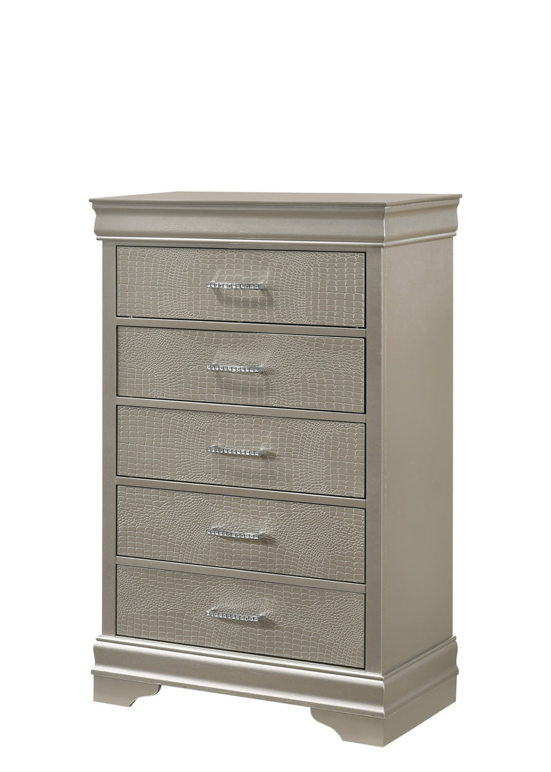 Amalia Champagne Silver Panel Youth Bedroom Set - Gate FurnitureYouth Bedroom Set