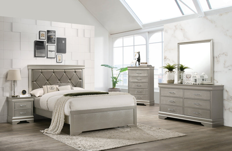 Amalia Champagne Silver Panel Youth Bedroom Set - Gate FurnitureYouth Bedroom Set