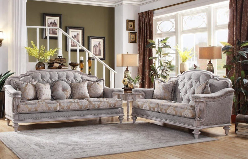 Amancio Antique White Living Room Set - Gate FurnitureLiving Room Set