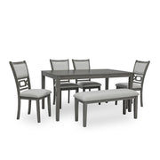 Amara - 6PC Gray Dining Set. Dining Table, 4 Chairs & Bench 6PC/CTN - D332-6PC-Set