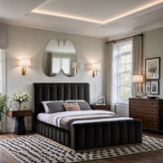 Amara Velvet Upholstered Queen Bed in Black - AmaraBlack-Q