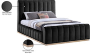 Amara Velvet Upholstered Queen Bed in Black - AmaraBlack-Q