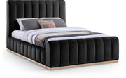 Amara Velvet Upholstered Queen Bed in Black - AmaraBlack-Q