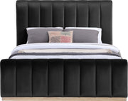 Amara Velvet Upholstered Queen Bed in Black - AmaraBlack-Q