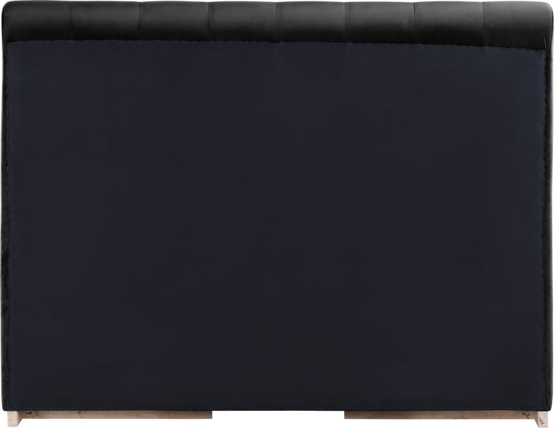 Amara Velvet Upholstered Queen Bed in Black - AmaraBlack-Q