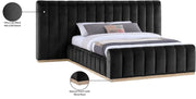 Amara Velvet Upholstered Queen Bed in Black - AmaraBlack-Q117