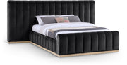 Amara Velvet Upholstered Queen Bed in Black - AmaraBlack-Q117
