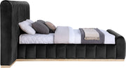 Amara Velvet Upholstered Queen Bed in Black - AmaraBlack-Q117