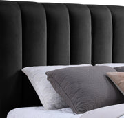 Amara Velvet Upholstered Queen Bed in Black - AmaraBlack-Q117