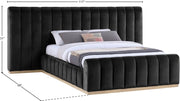 Amara Velvet Upholstered Queen Bed in Black - AmaraBlack-Q117