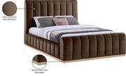 Amara Velvet Upholstered Queen Bed in Brown - AmaraBrown-Q