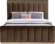 Amara Velvet Upholstered Queen Bed in Brown - AmaraBrown-Q