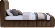 Amara Velvet Upholstered Queen Bed in Brown - AmaraBrown-Q