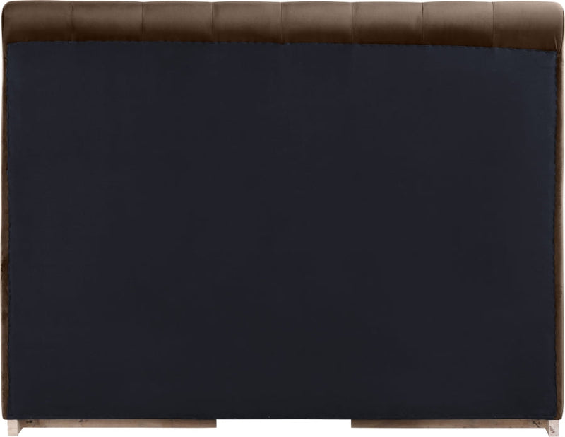 Amara Velvet Upholstered Queen Bed in Brown - AmaraBrown-Q