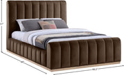 Amara Velvet Upholstered Queen Bed in Brown - AmaraBrown-Q