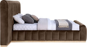 Amara Velvet Upholstered Queen Bed in Brown - AmaraBrown-Q117