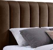 Amara Velvet Upholstered Queen Bed in Brown - AmaraBrown-Q117