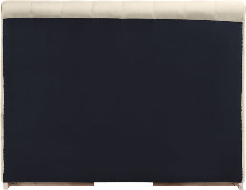 Amara Velvet Upholstered Queen Bed in Cream - AmaraCream-Q