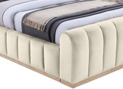 Amara Velvet Upholstered Queen Bed in Cream - AmaraCream-Q117