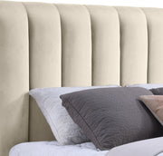 Amara Velvet Upholstered Queen Bed in Cream - AmaraCream-Q117