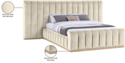 Amara Velvet Upholstered Queen Bed in Cream - AmaraCream-Q117